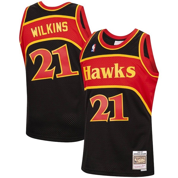 Men's Atlanta Hawks #21 Dominique Wilkins Black Throwback Stitched Jersey Men's Atlanta Hawks #21 Dominique Wilkins Black Throwback Stitched Jersey